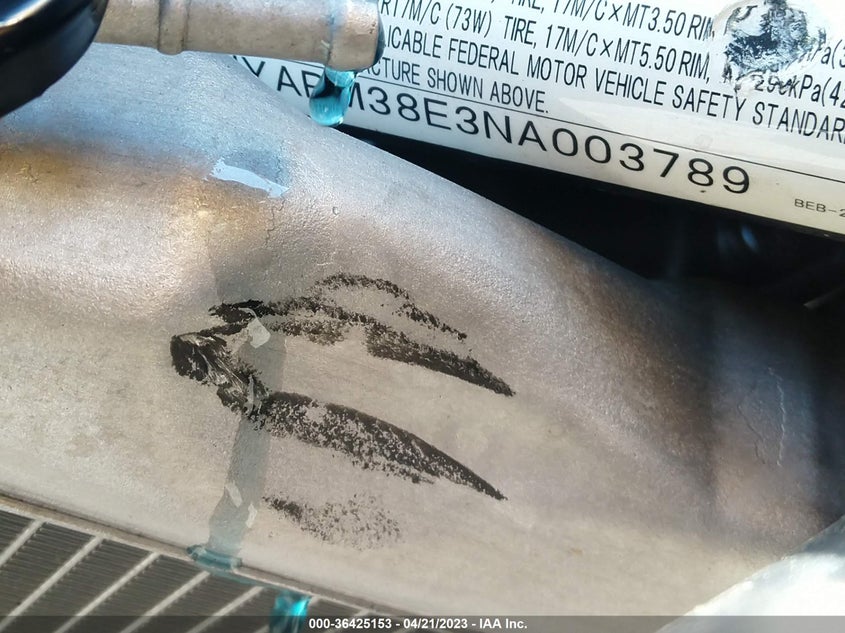 VIN JYARM38E3NA003789 2022 YAMAHA YZFR7