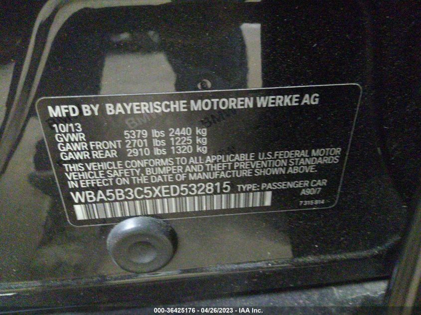 2014 BMW 5 SERIES 535I XDRIVE - WBA5B3C5XED532815