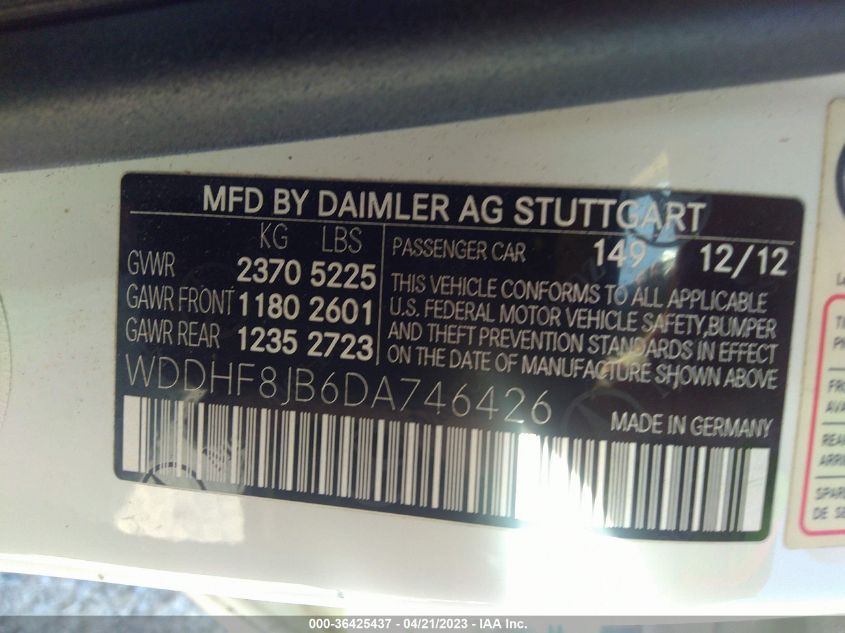 2013 MERCEDES-BENZ E-CLASS E 350 - WDDHF8JB6DA746426