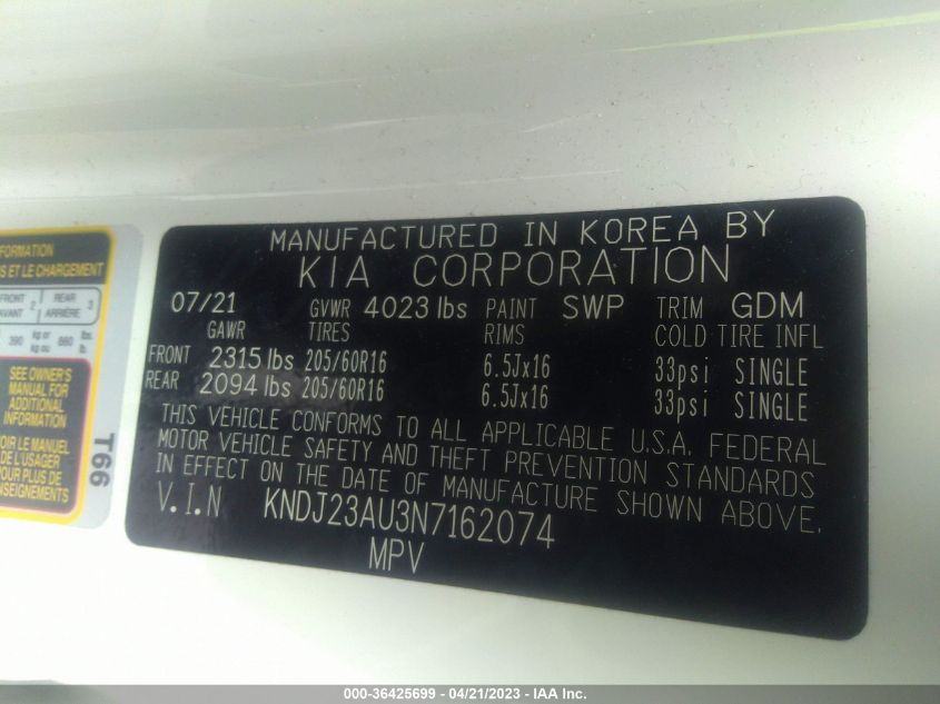2022 KIA SOUL LX - KNDJ23AU3N7162074