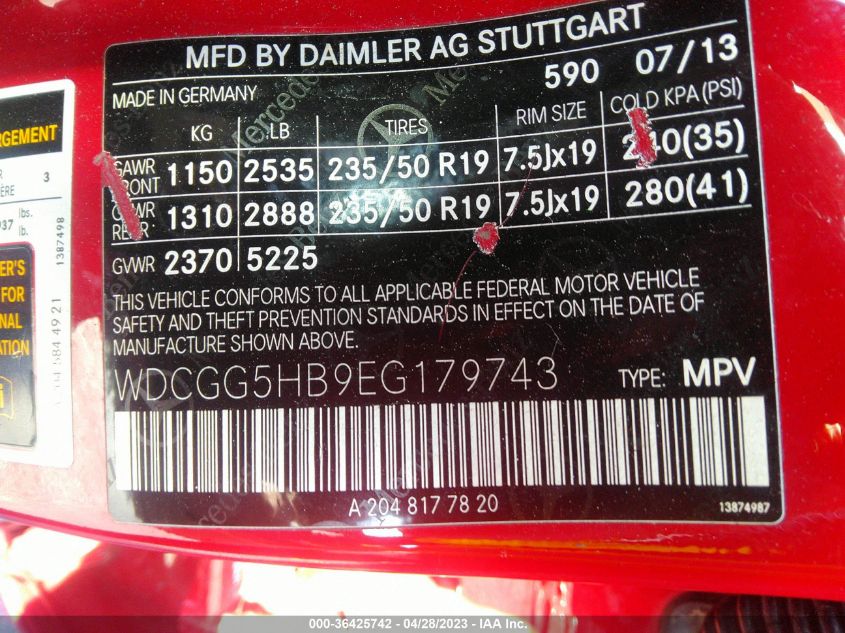 2014 MERCEDES-BENZ GLK-CLASS GLK 350 - WDCGG5HB9EG179743
