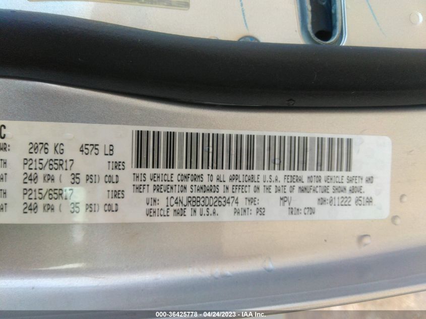 2013 JEEP PATRIOT SPORT - 1C4NJRBB3DD263474