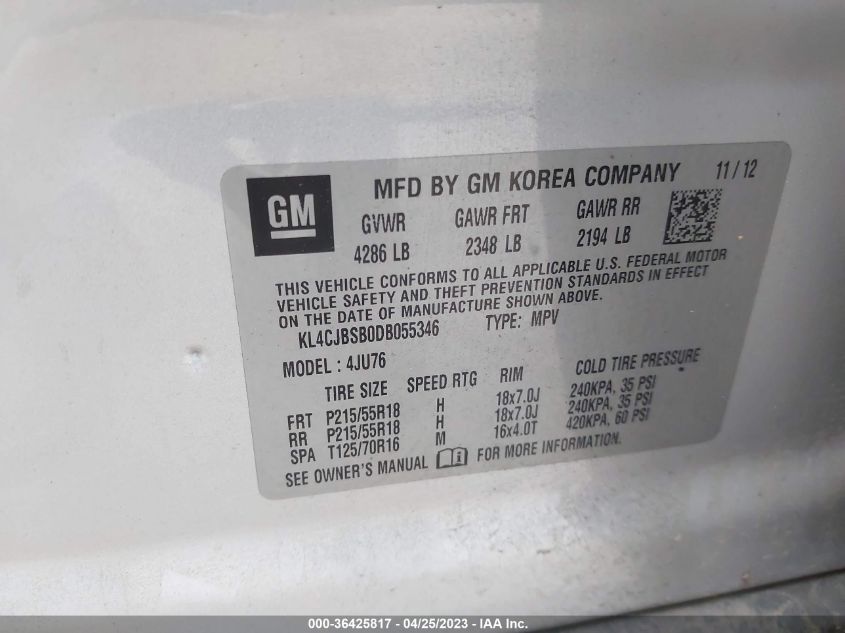 2013 BUICK ENCORE CONVENIENCE - KL4CJBSB0DB055346