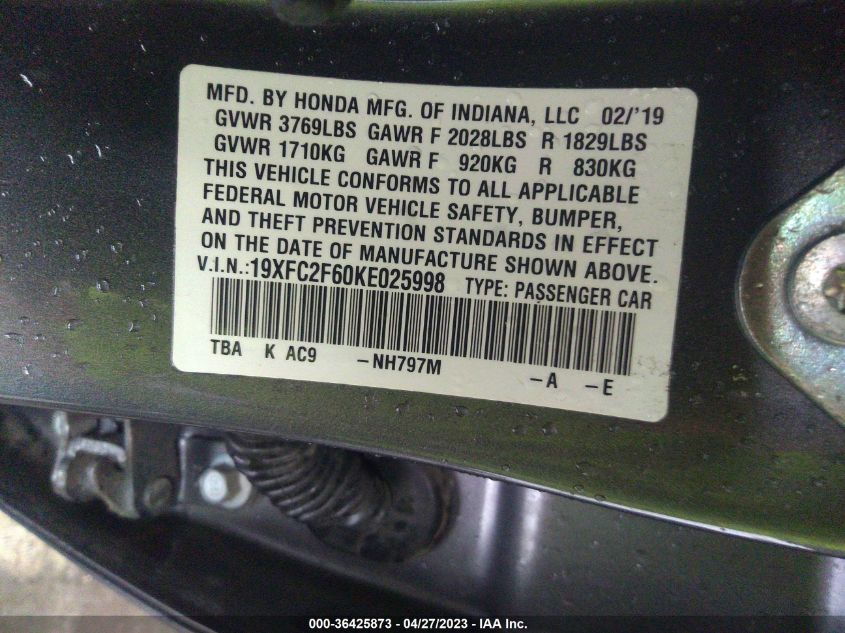 2019 HONDA CIVIC SEDAN LX - 19XFC2F60KE025998