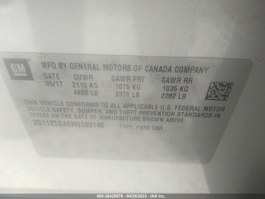 2017 CHEVROLET IMPALA LS - 2G11Z5SA6H9189146