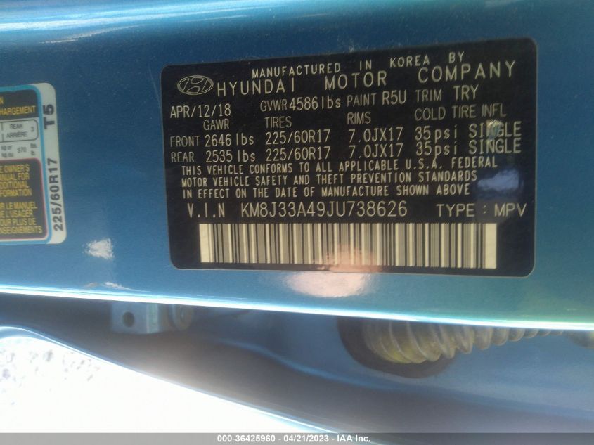 2018 HYUNDAI TUCSON SEL PLUS - KM8J33A49JU738626