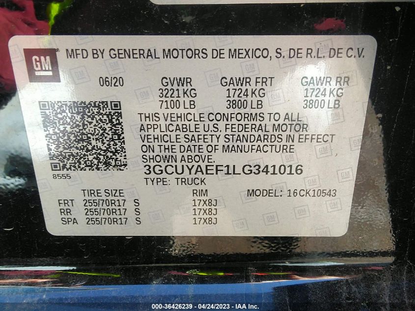 2020 CHEVROLET SILVERADO 1500 WORK TRUCK - 3GCUYAEF1LG341016