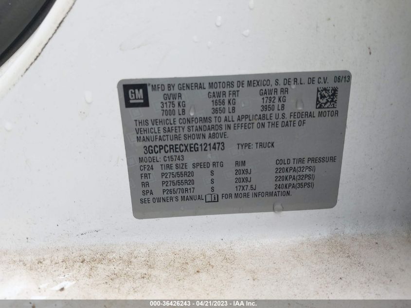 2014 CHEVROLET SILVERADO 1500 LT - 3GCPCRECXEG121473