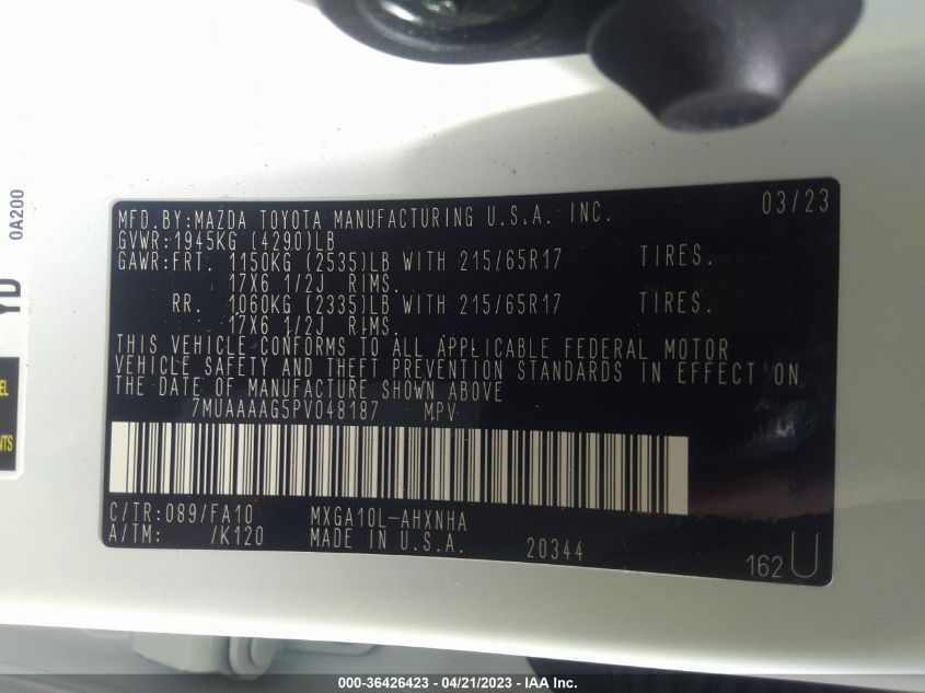 2023 TOYOTA COROLLA CROSS L - 7MUAAAAG5PV048187