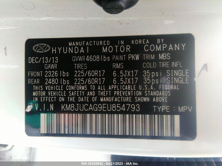 2014 HYUNDAI TUCSON SE - KM8JUCAG9EU854793
