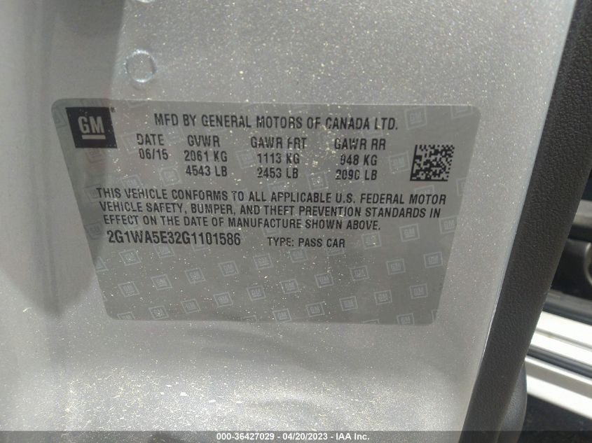 2016 CHEVROLET IMPALA LIMITED LS - 2G1WA5E32G1101586