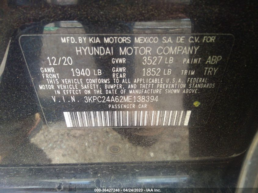 2021 HYUNDAI ACCENT SE - 3KPC24A62ME138394