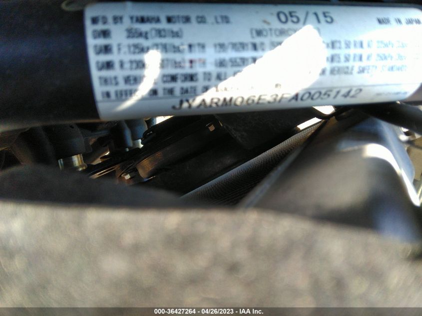 2015 YAMAHA FZ07 JYARM06E3FA005142