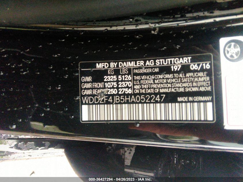 2017 MERCEDES-BENZ E-CLASS E 300 - WDDZF4JB5HA052247