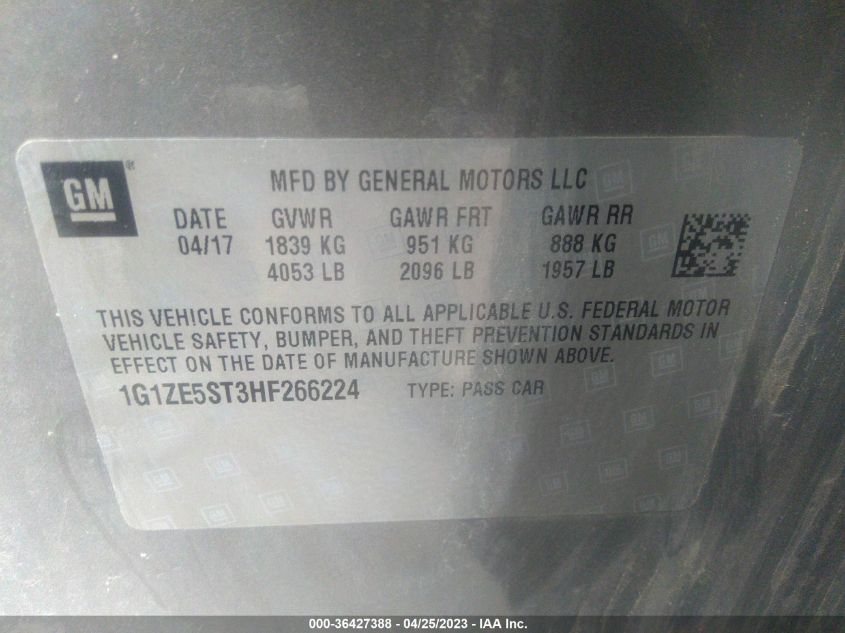 2017 CHEVROLET MALIBU LT - 1G1ZE5ST3HF266224