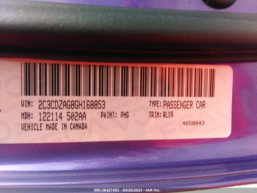 2016 DODGE CHALLENGER SXT PLUS - 2C3CDZAG8GH168853