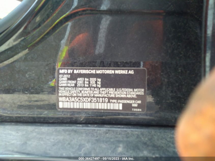 2013 BMW 3 SERIES 328I - WBA3A5C5XDF351819