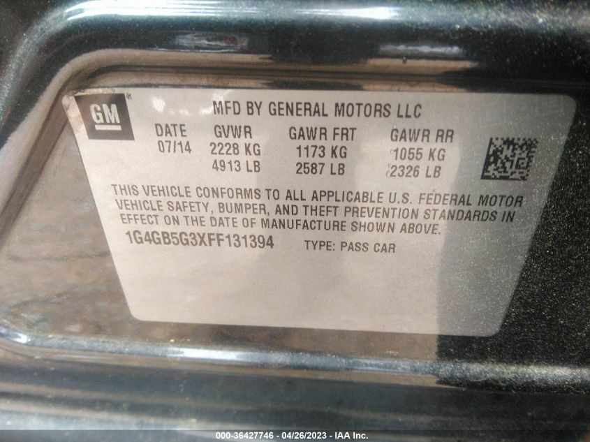 2015 BUICK LACROSSE LEATHER - 1G4GB5G3XFF131394