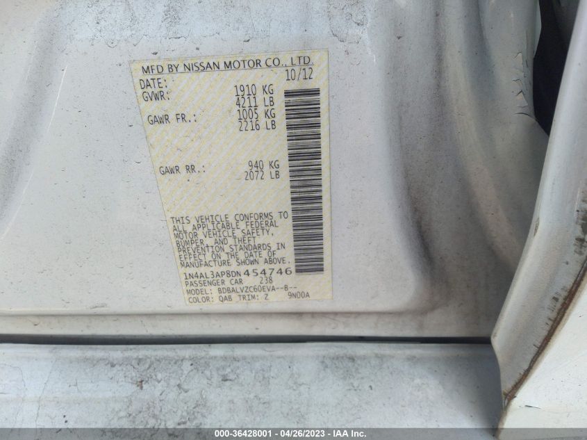 2013 NISSAN ALTIMA 2.5 SL - 1N4AL3AP8DN454746
