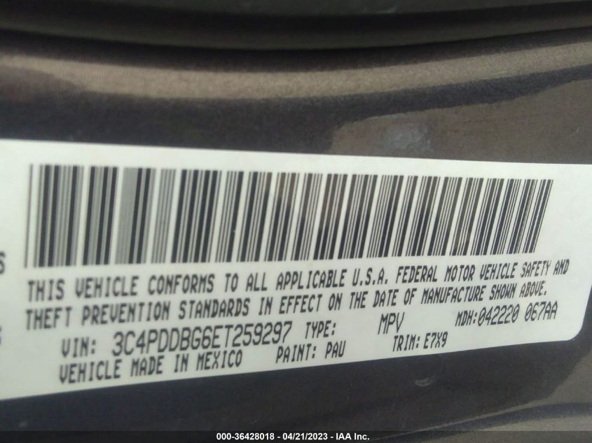 2014 DODGE JOURNEY SXT - 3C4PDDBG6ET259297