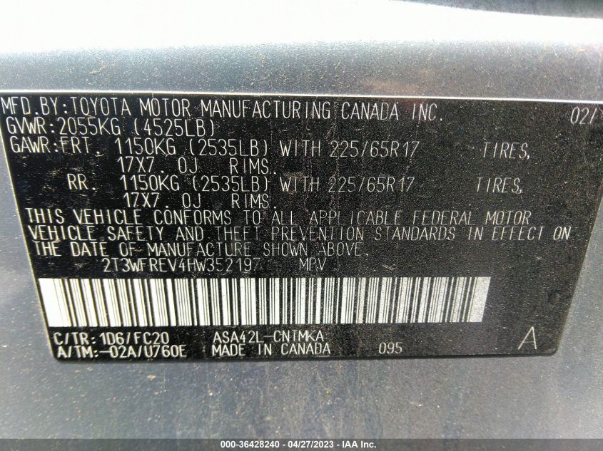 2017 TOYOTA RAV4 XLE - 2T3WFREV4HW352197