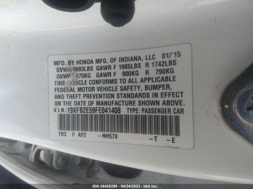 2015 HONDA CIVIC SEDAN LX - 19XFB2E59FE041408