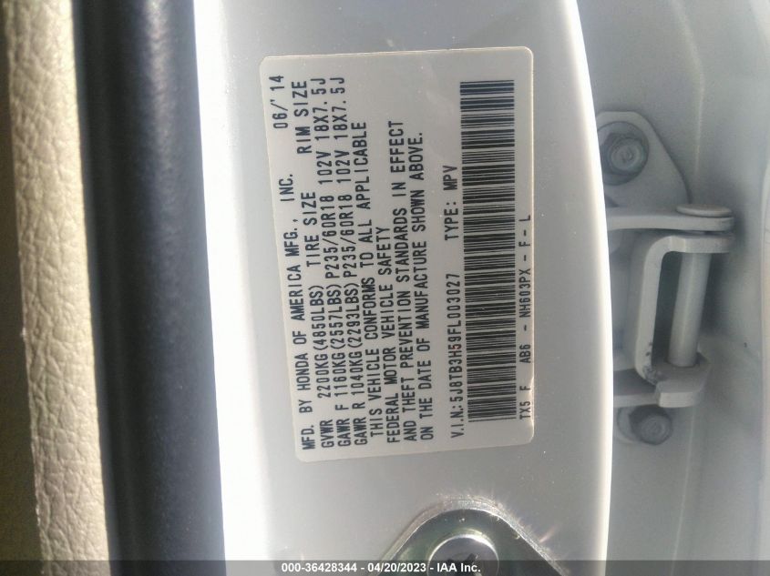 2015 ACURA RDX TECH PKG - 5J8TB3H59FL003027