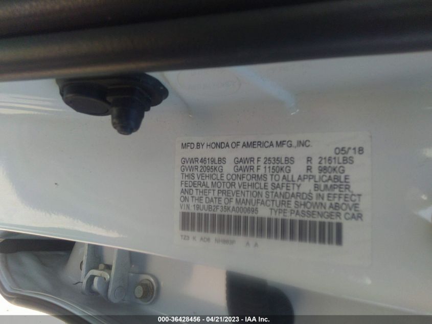 2019 ACURA TLX - 19UUB2F35KA000695