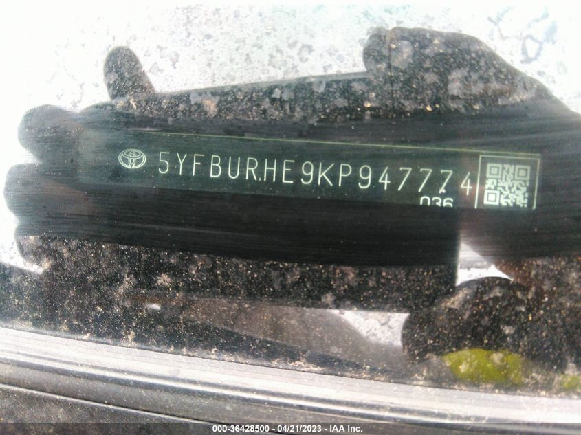2019 TOYOTA COROLLA L/LE/SE/XLE/XSE - 5YFBURHE9KP947774