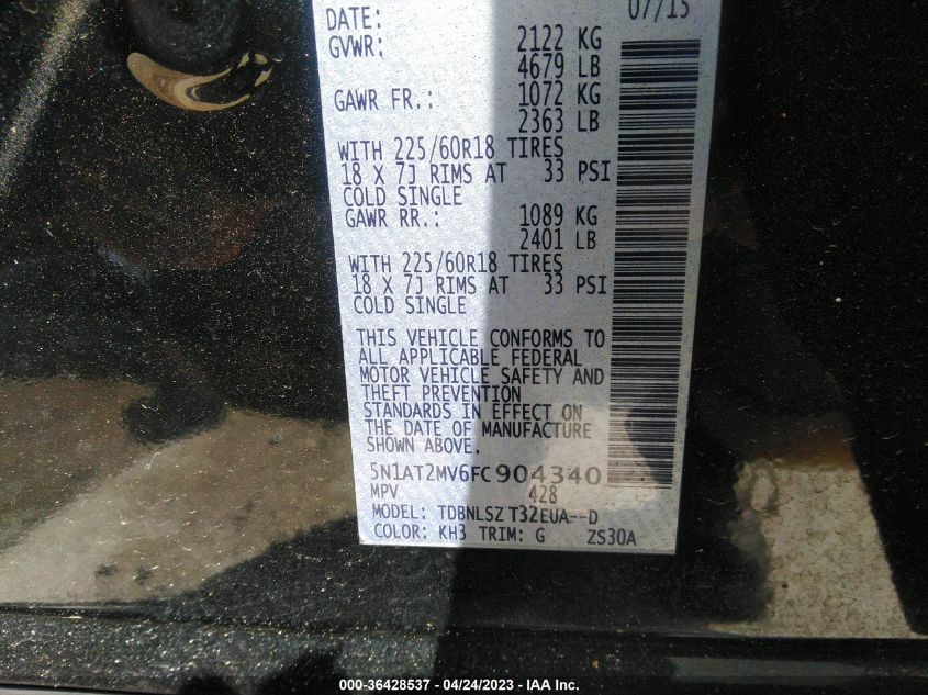 2015 NISSAN ROGUE SL - 5N1AT2MV6FC904340