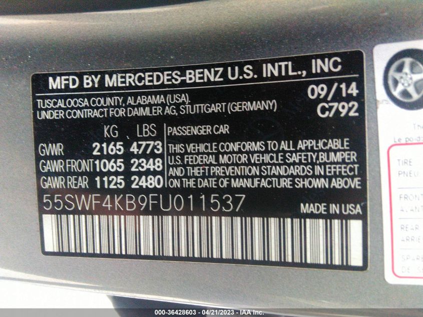 2015 MERCEDES-BENZ C-CLASS C 300 - 55SWF4KB9FU011537