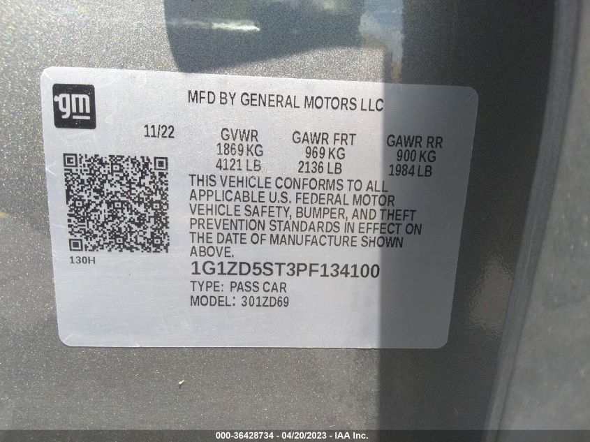 2023 CHEVROLET MALIBU LT - 1G1ZD5ST3PF134100