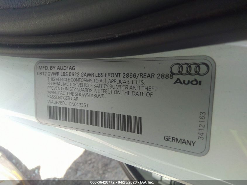 2013 AUDI S6 PRESTIGE - WAUF2BFC1DN043351