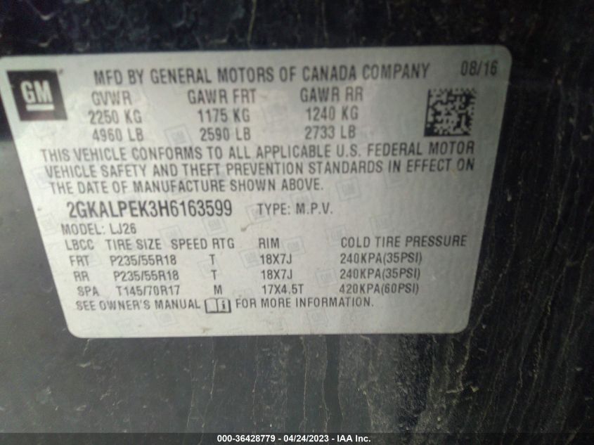 2017 GMC TERRAIN SLT - 2GKALPEK3H6163599