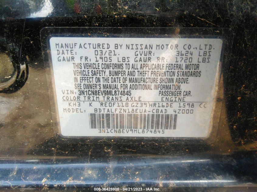 2021 NISSAN VERSA SV - 3N1CN8EV9ML874845