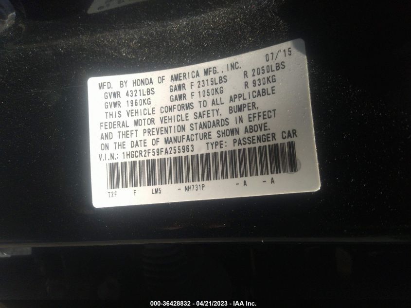 2015 HONDA ACCORD SEDAN SPORT - 1HGCR2F59FA255963