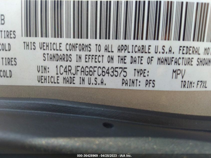 2015 JEEP GRAND CHEROKEE LAREDO - 1C4RJFAG6FC643575