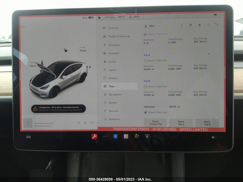 VIN 7SAYGDEE2NF318613 2022 TESLA MODEL Y LONG RANGE