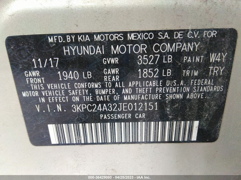 2018 HYUNDAI ACCENT SE - 3KPC24A32JE012151