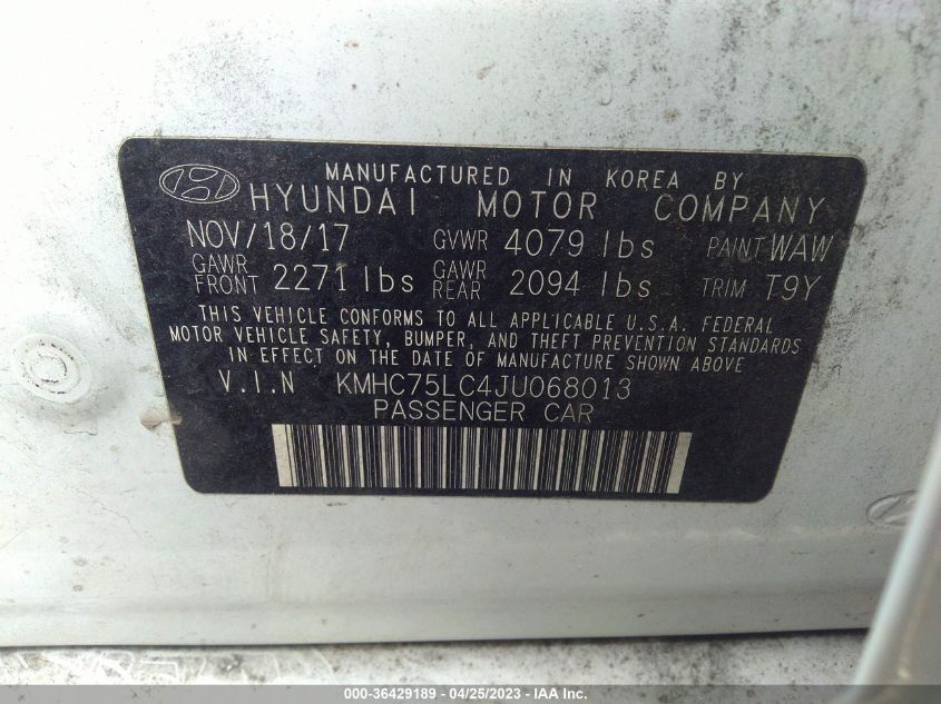 2018 HYUNDAI IONIQ HYBRID SEL - KMHC75LC4JU068013