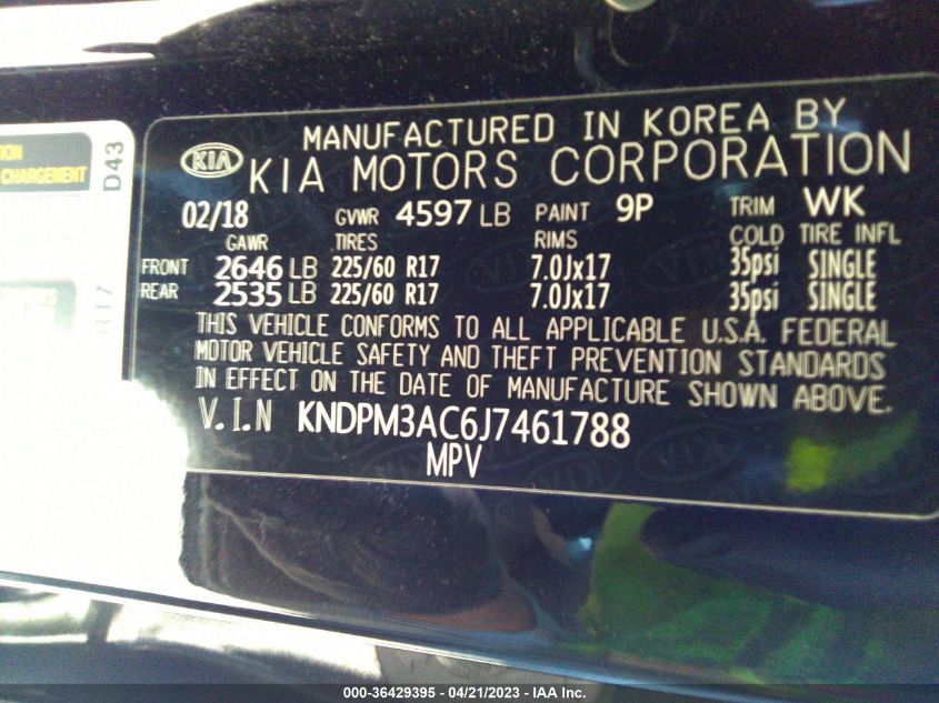 2018 KIA SPORTAGE LX - KNDPM3AC6J7461788