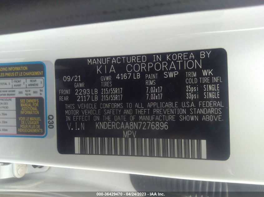 2022 KIA SELTOS EX - KNDERCAA8N7276896