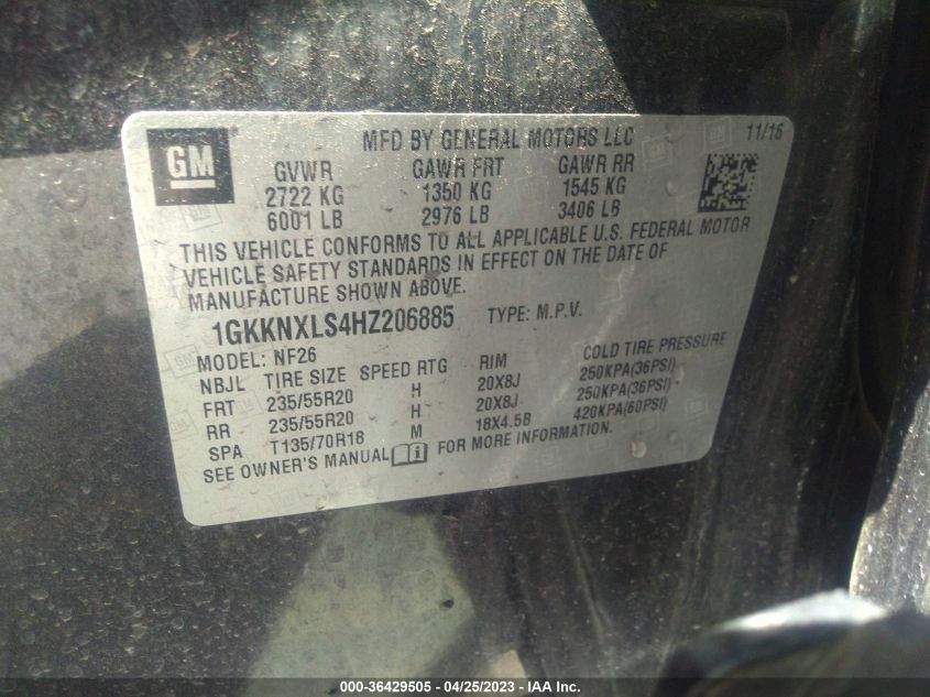 2017 GMC ACADIA DENALI - 1GKKNXLS4HZ206885
