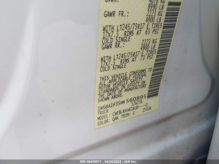 2017 NISSAN TITAN XD S 1N6BA1F35HN560895