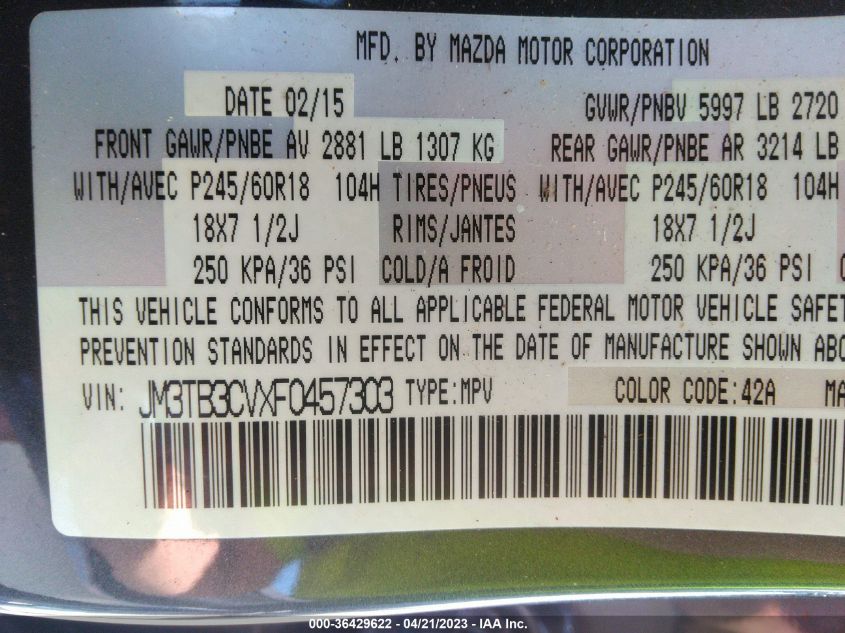 2015 MAZDA CX-9 TOURING - JM3TB3CVXF0457303