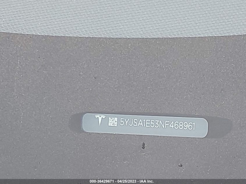 2022 TESLA MODEL S - 5YJSA1E53NF468961