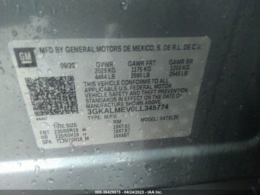 2020 GMC TERRAIN SLE - 3GKALMEV0LL345774