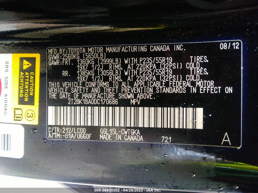 2013 LEXUS RX 350 - 2T2BK1BA0DC170686