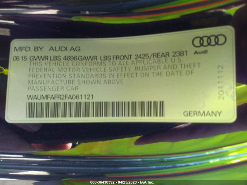2015 AUDI A5 PREMIUM PLUS - WAUMFAFR2FA061121