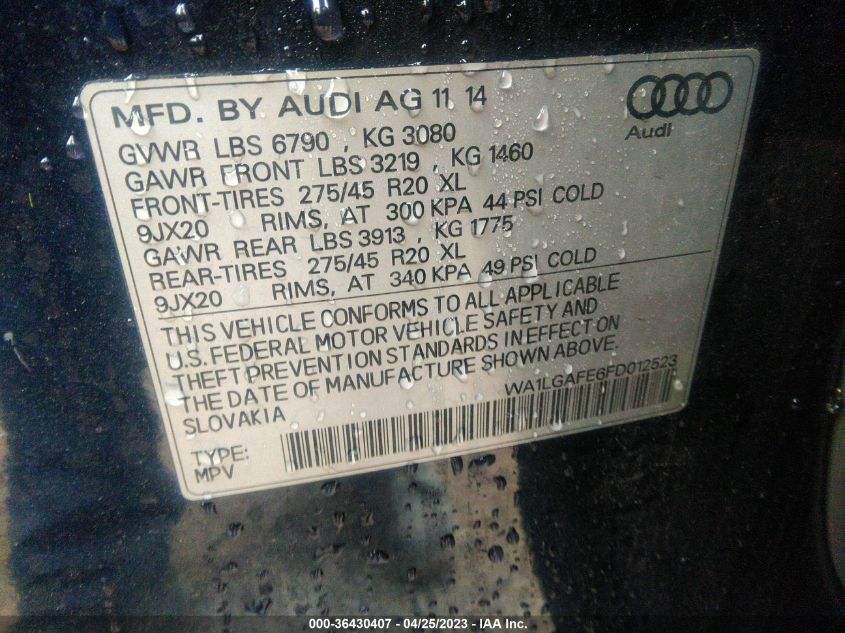 2015 AUDI Q7 3.0T PREMIUM PLUS - WA1LGAFE6FD012523